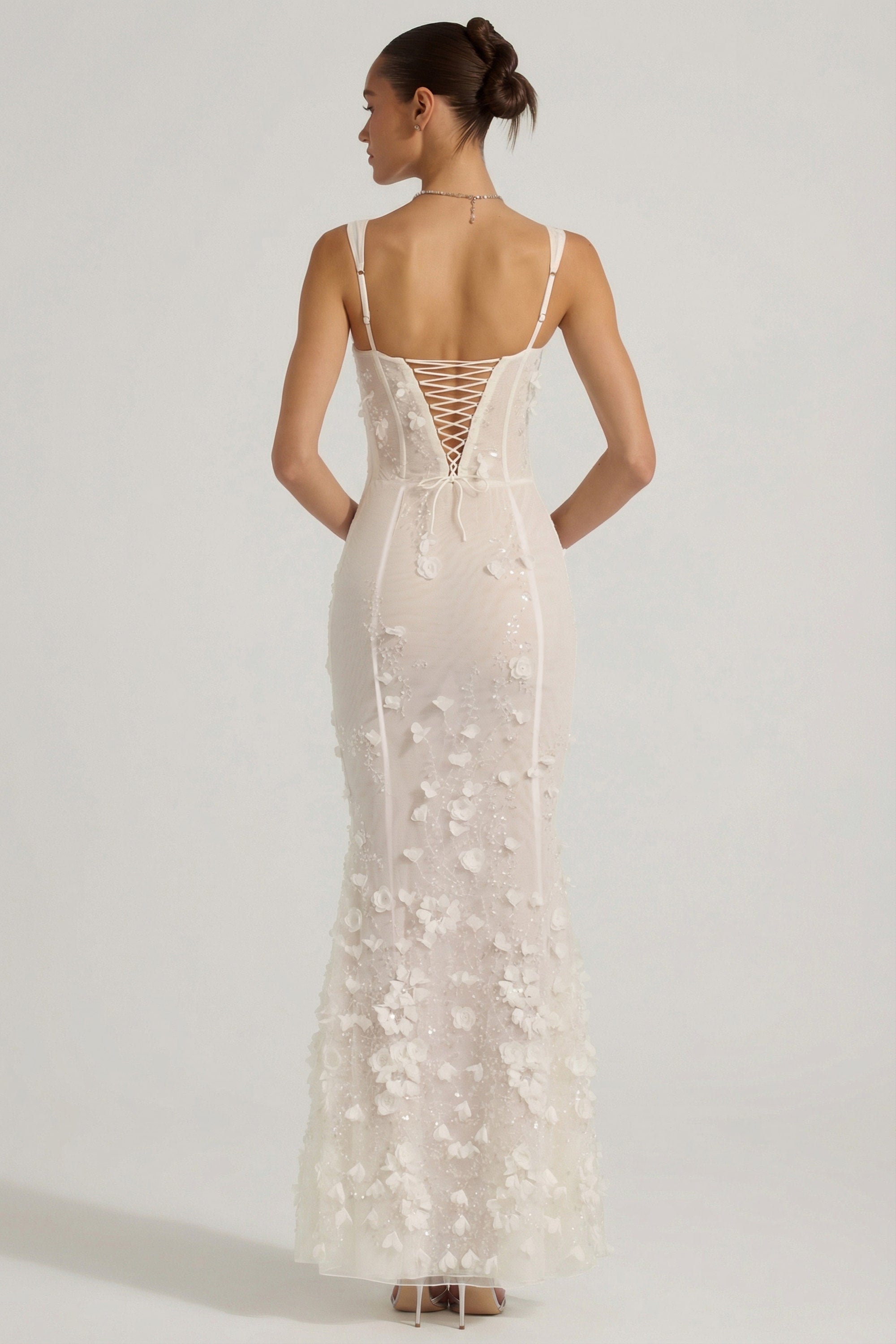 Embellished Appliqué Soft-Scoop Corset Gown