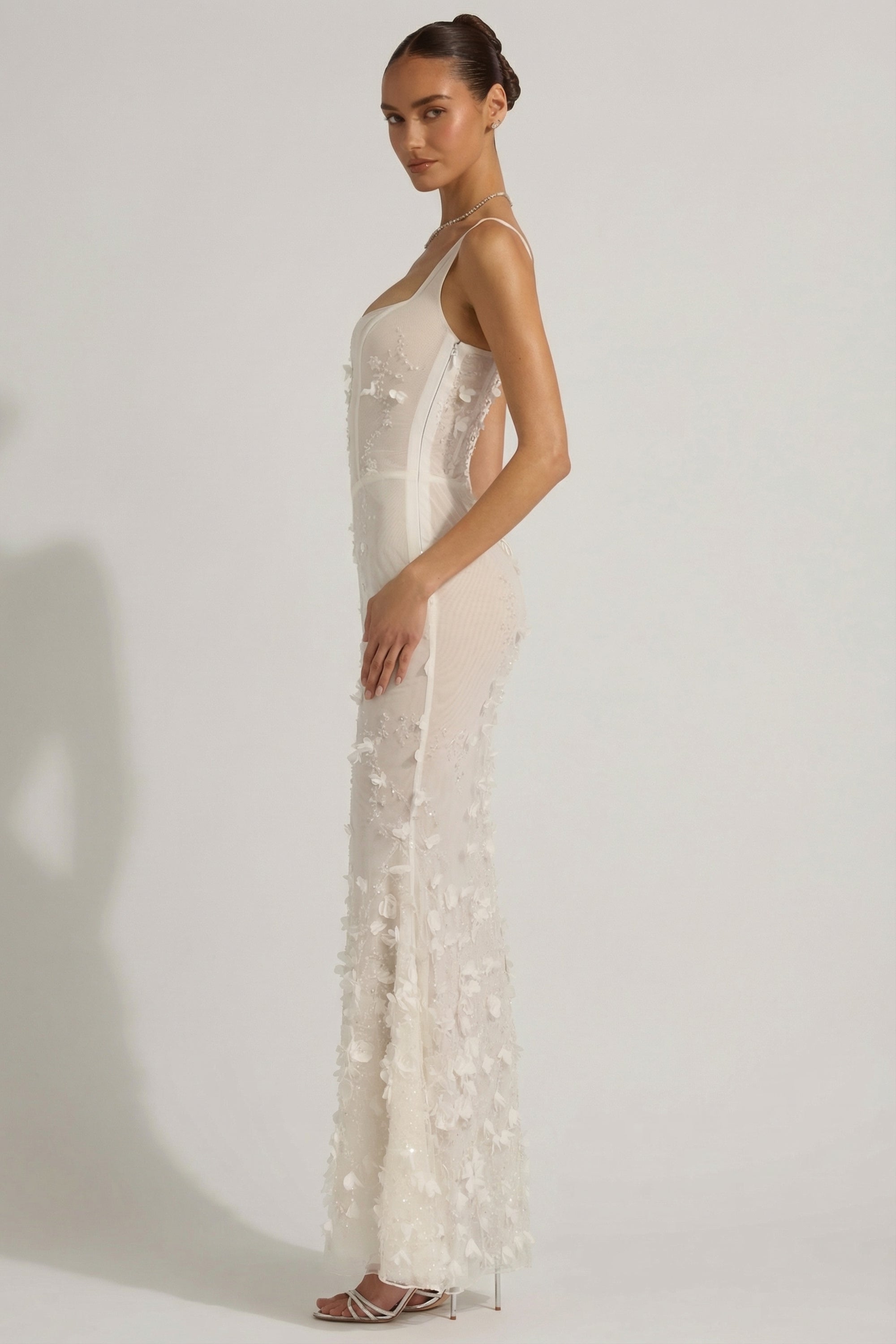 Embellished Appliqué Soft-Scoop Corset Gown
