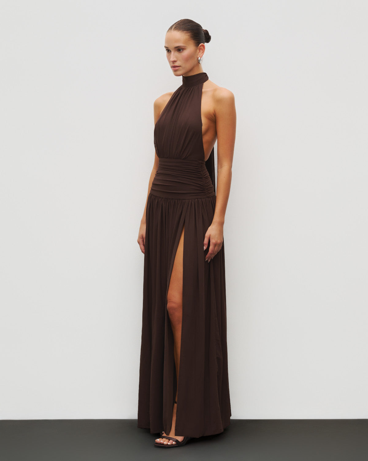 The Halter Slit Gown - Black