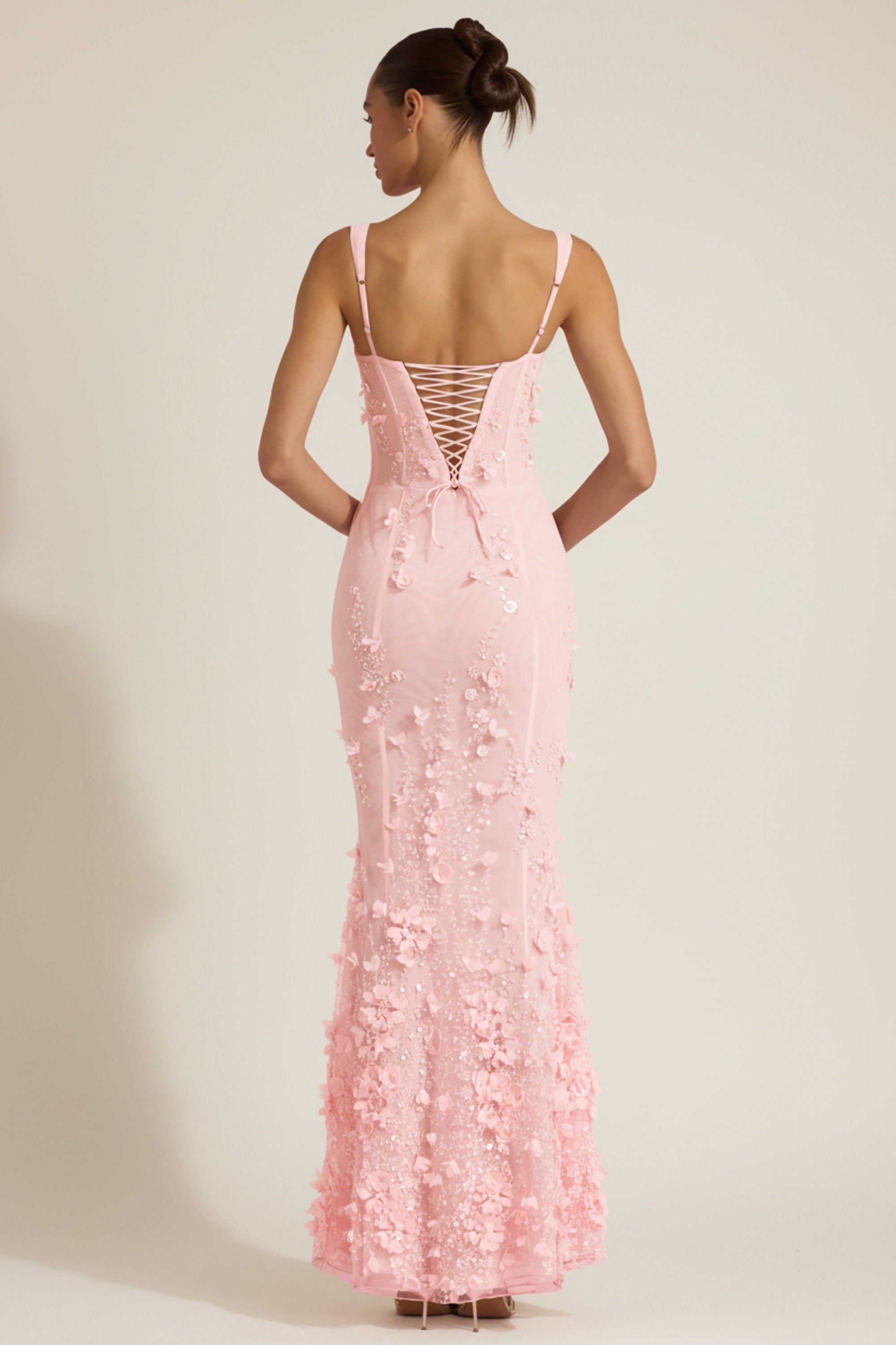 Embellished Appliqué Soft-Scoop Corset Gown