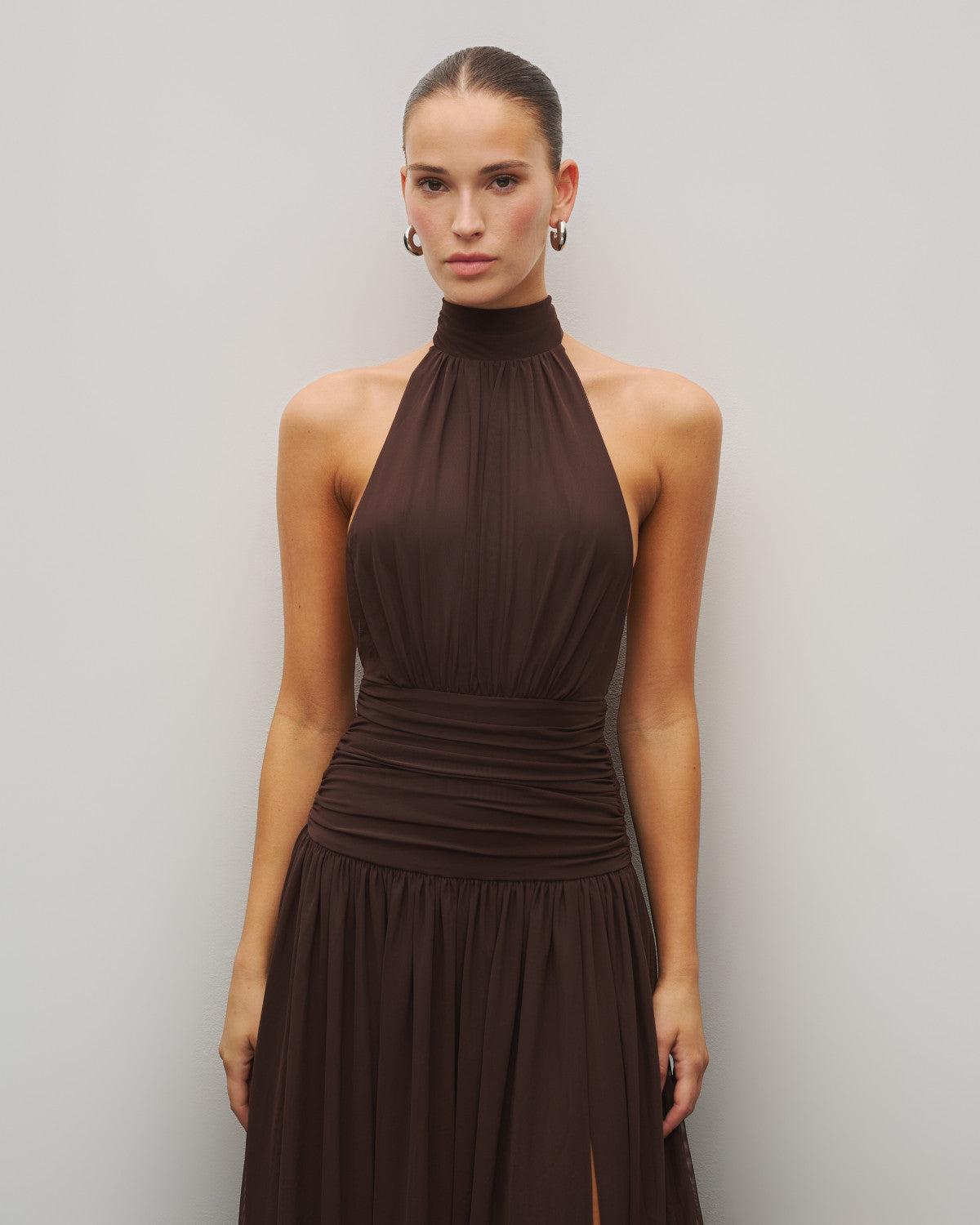 The Halter Slit Gown - Black