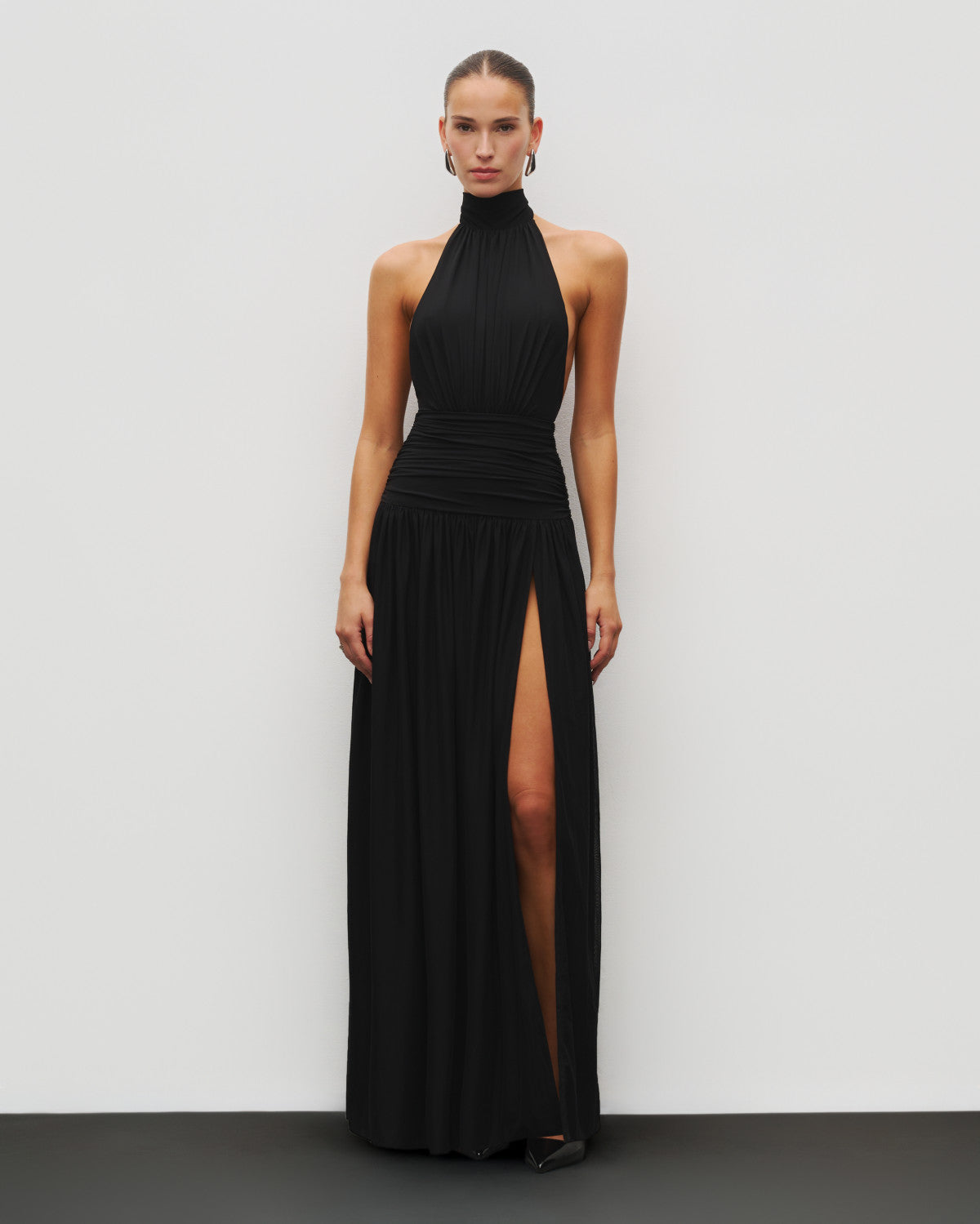 The Halter Slit Gown - Black