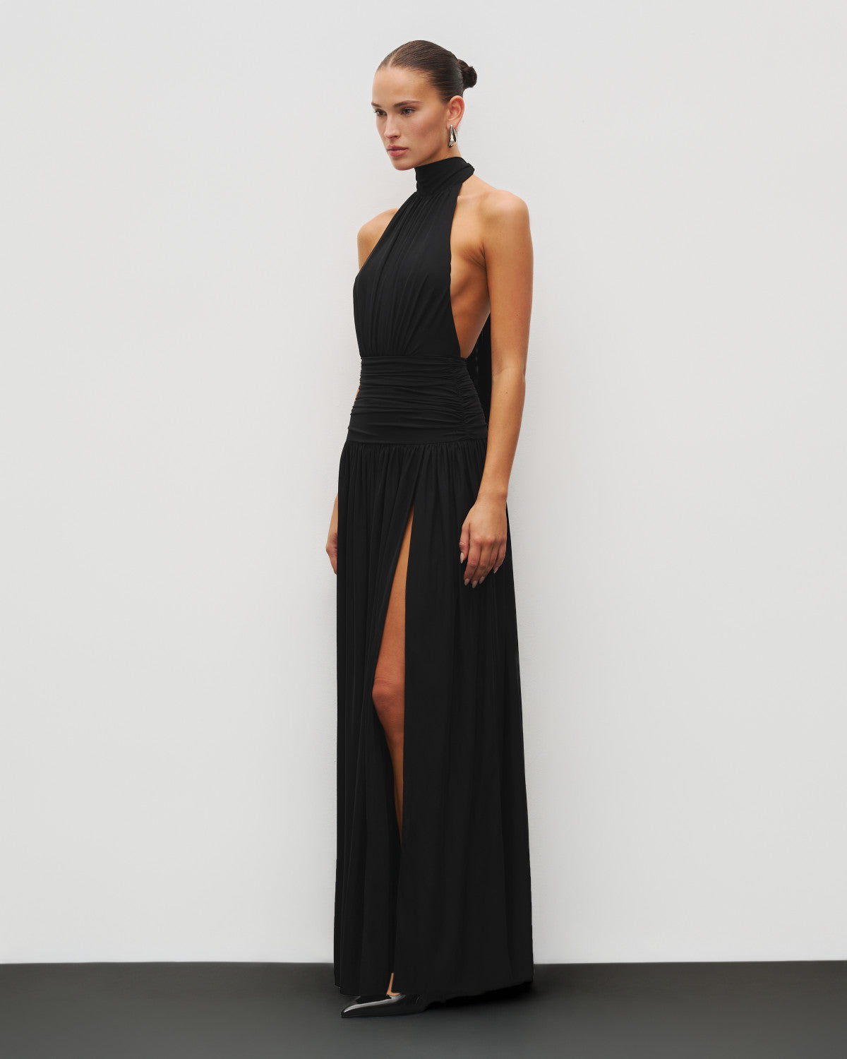 The Halter Slit Gown - Black